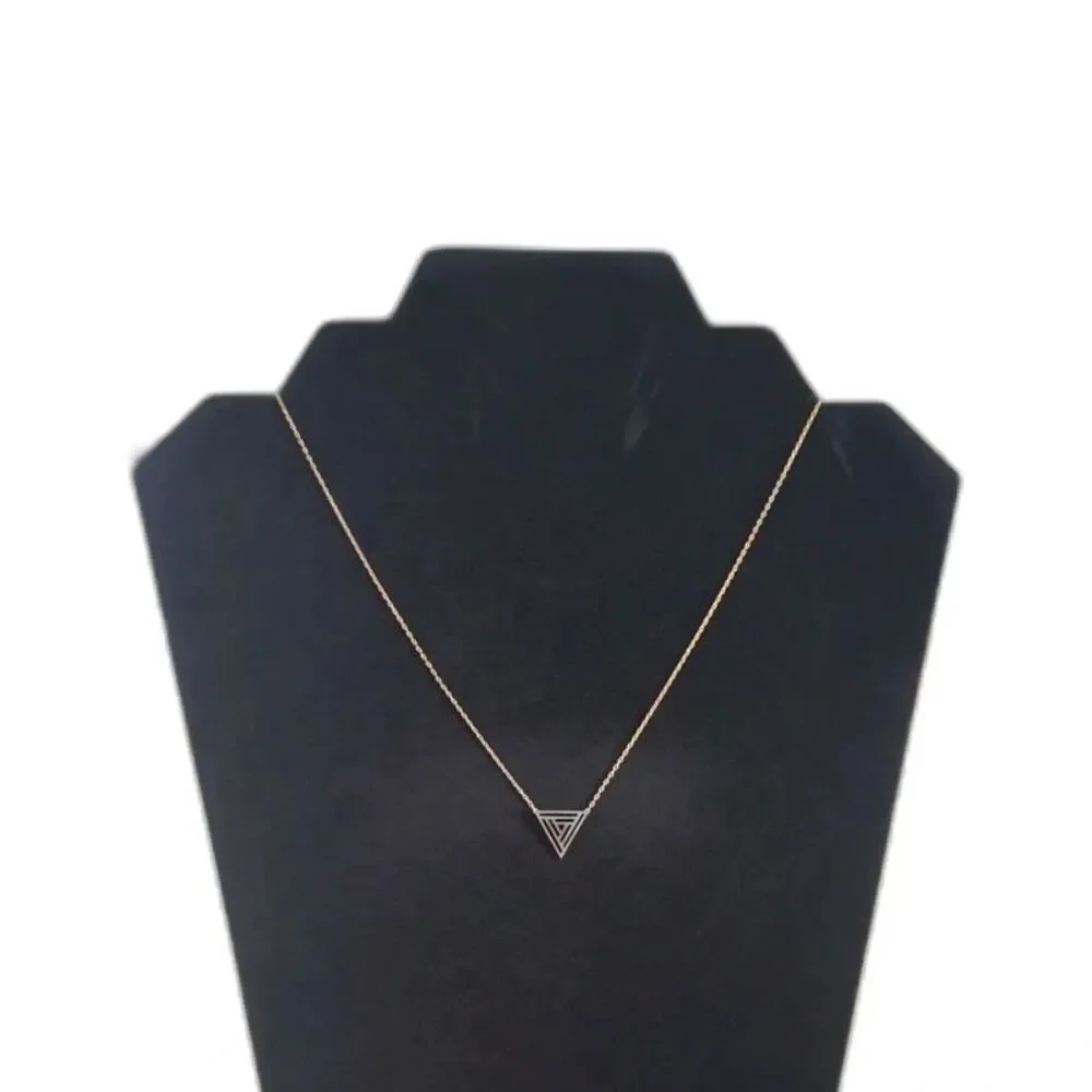 Silver Gold Tone Metal Lightweight Dainty Cable Link Triangle Pendant Necklace